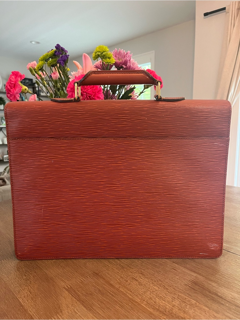 Brown Epi Leather Briefcase with Gold Hardware - Picture 2 of 4
